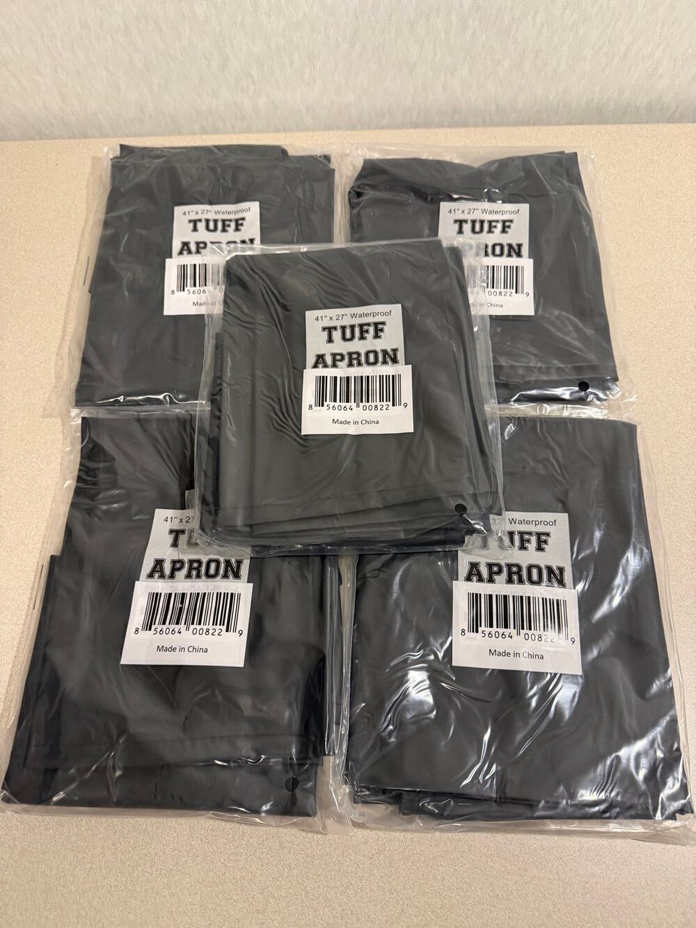 Lot of 5 TUFF Waterproof Aprons 41 x 27 in Heavy Duty Work Shop Black Bulk